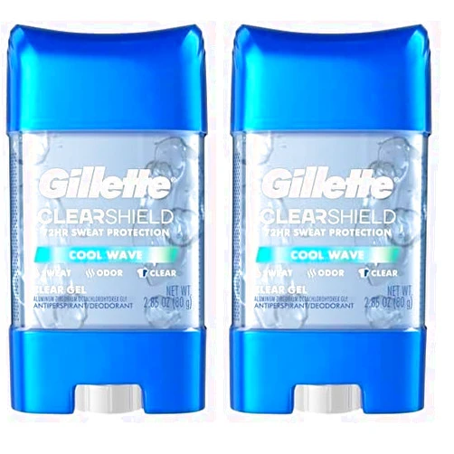 Gillette Antiperspirant and Deodorant for Men, Clear Gel, Cool Wave Scent, 2.85 oz (Pack of 2)