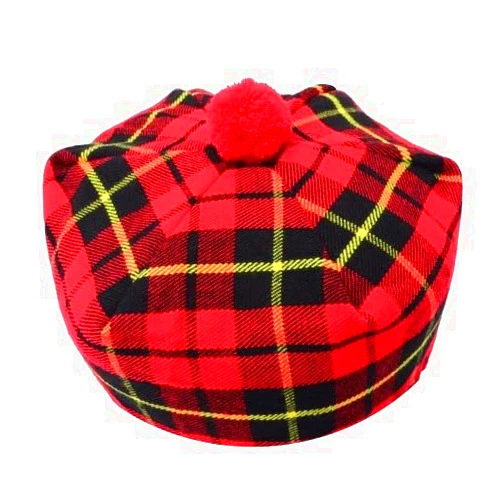 HAAUR TRADERS HAAUR Scottish Tammy Hat Traditional Kilt Tam o' Shatner Acrylic Wool Flat Bonnet Various Tartans with Pompom One Size