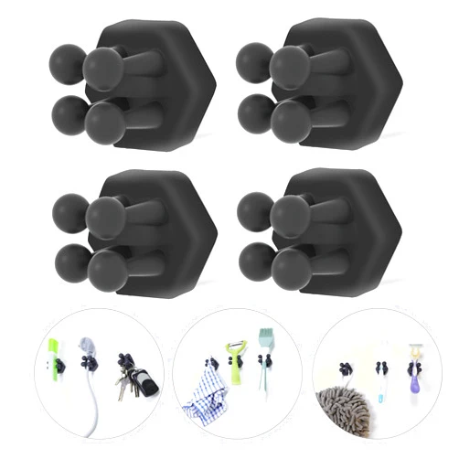 XoYoZo Silicone Toothbrush Holders for Bathroom - Adhesive Shower Toothbrush Holder Wall Mounted, Multi-Function Hook Waterproof Razor Holder Single Hook, Utility Plug Holder for Kitchen Living Room Office