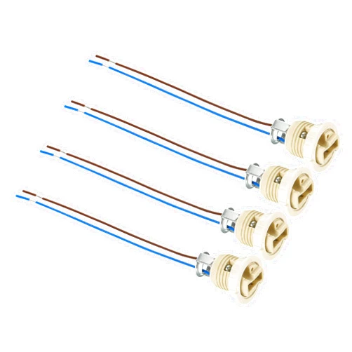 PATIKIL G9 Light Base Socket, 4 Pack Ceramic Lamp Holder Connector Lighting Replacement with 140mm Cable Wire for Halogen Incandescent LED Light Bulb