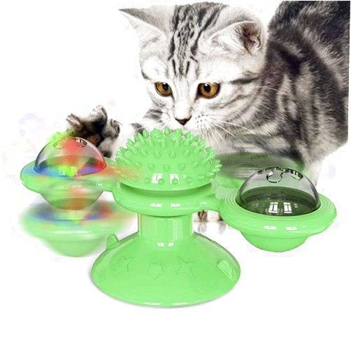 GBSYU Interactive Windmill Cat Toys with Catnip : Cat Toys for Indoor Cats Funny Kitten Toys with LED Light Ball Suction Cup‖Cat Nip Toy for Cat chew Exercise