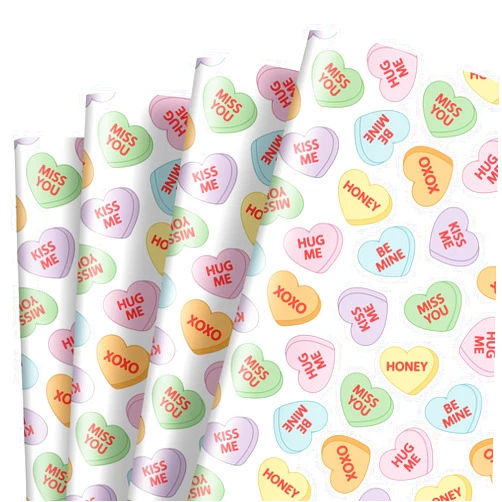 JarThenaAMCS 8 Sheet Valentine's Day Wrapping Paper Conversation Heart Gift Wrap Paper Bulk Folded Flat Colorful DIY Craft Paper for Anniversary Wedding Party Gift Decor, 20 x 28 Inch