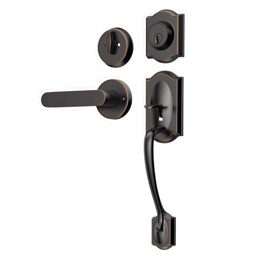 Narpult Smart Front Door Lock Set, Front Door Handle with Deadbolt and Door Handle, Entry Door Handle Set with Reversible Lever and Adjustable Handle, Oil Rubbed Bronze