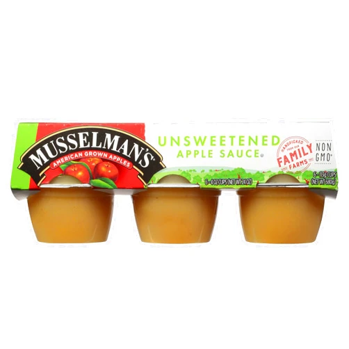 Musselmans Musselman's Natural Unsweetened Applesauce 6 - 4 oz cups (Pack of 12)