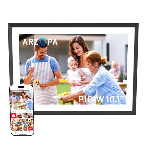 ARZOPA Frameo Digital Picture Frame 10.1 Inch Smart WiFi Digital Photo Frame 32GB with 1280x800 IPS Touch Screen, Auto-Rotate and Slideshow, Easy Setup to Share Photos Or Videos from Anywhere Anytime