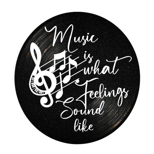 Blulu Music is What Feelings Sound Like Wooden Vinyl Records Album Wall Decor Round Record Artwork Decoration Modern Hanging Art Decor for Party Home Artist Studio