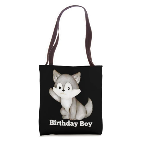 Wild Wolf Birthday Party Safari Animal Outfits 6-8 CuteWolf Birthday Boy Wild Animal Birthday Party 4th Toddler Tote Bag