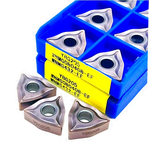 OSSIL Indexable Carbide Turning Blade 10PCS Tools YBG205 WNMG080404 WNMG 080404 EF Cemented Carbide Cutting Tool(WNMG080408-EF YBG205)