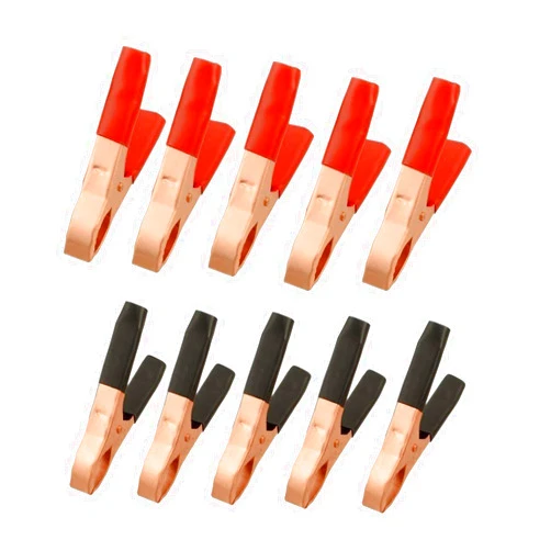 Newsfana Metal Alligator Clips Terminal Test Clamps 50A Electrical Battery Crocodile Clamp Copper Plated Insulated Alligator Clips 10 Pack