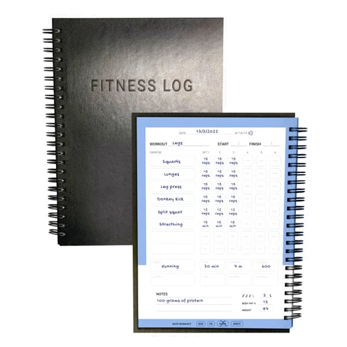 PosterMate FitMate Fitness Journal, 160-page Spiral Workout Journal Log Book with Goal Setting, Fitness Planner Progress Tracking, Body Measurements, Calendar, and Detailed Exercise Planner, Waterproof