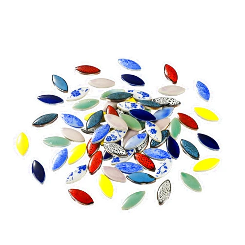 SMANTA 70 Pcs Petal Ceramics Mosaic Tiles for Crafts, Stained Ceramics Mosaic Supplies, Flower Leaves Mosaic Ceramics Pieces Kit for DIY Crafts Plates Picture Frames Home Decorations - Mixed Color