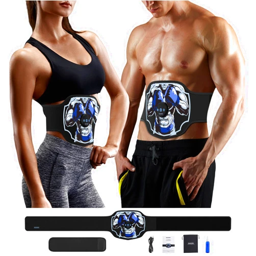 MASTOGO Ab Stimulator Muscle Toner, Ab Belt Muscle Stimulator Machine Workout Equipment Abdominal Belt EMS Muscle Fitness for Muscle Strength and Endurance Black