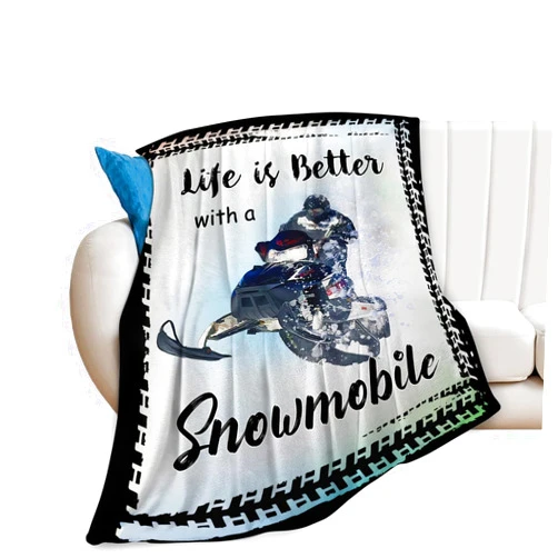 Nopenta Snowmobile Blanket Decor Gifts for Snowmobile Lover, Flannel Fleece Fuzzy Snow Mobile Throw Blankets, Soft Warm Cozy Plush Sport Blanket Stuff Decoration for Kids Adult 50