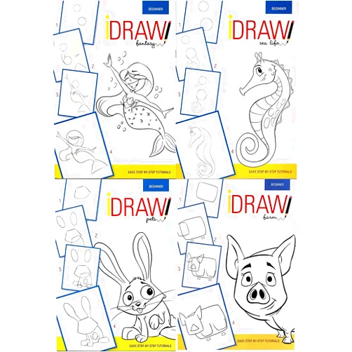 iDraw Beginner Level 4 Book Tutorial - Fantasy, Sea Life, Farm, and Pets
