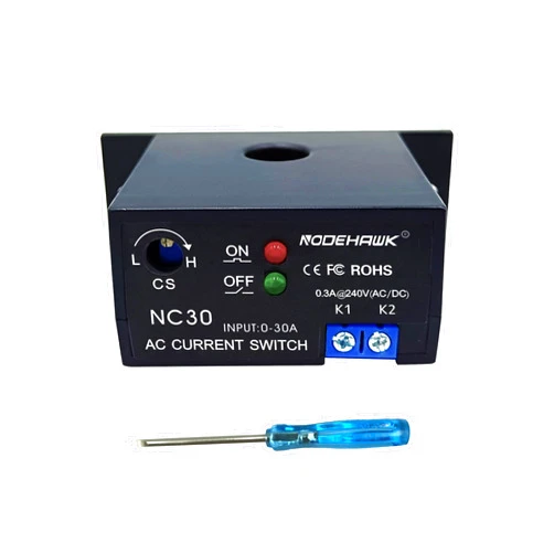Nodehawk Current Sensing Relay AC Current Sensing Switch 0-30A Normally Closed Current Sensor Monitoring Relay (NC30)