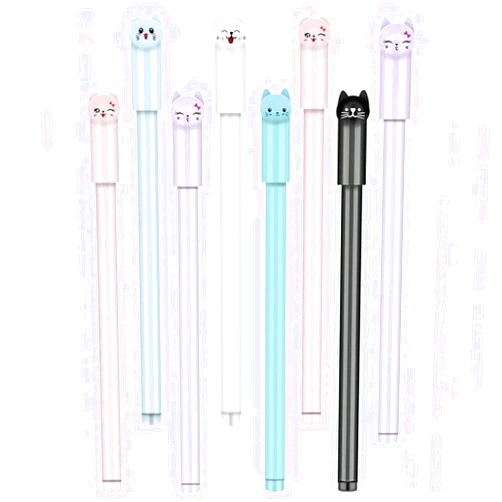 WIN-MARKET Cute Pens Animal Cartoon Kawaii Pen Cute Cat Pen 0.5 mm Gel Pens Black Ink Pens for School Office Supplies Stationery(8PCS)