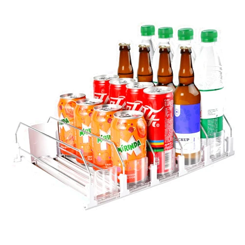 Faburo Drink Organizer for Fridge (Adjustable Width), 16.5” D Soda Can Fridge Drink Organizer, Refrigerator Beverage Organizers and Storage, Drink Dispenser Pop Can Holders for Fridge (5 Rows)