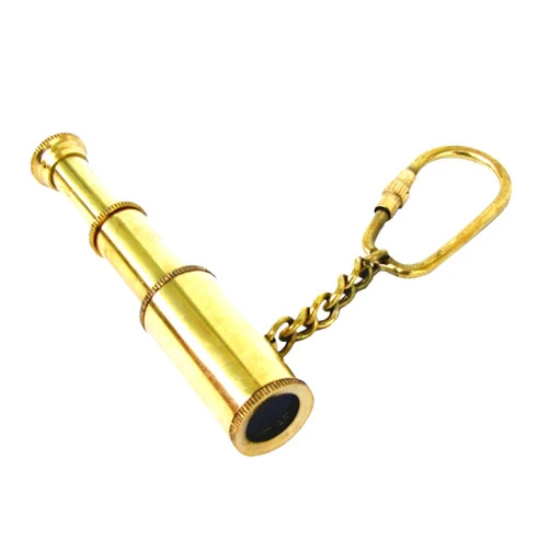IIV Treasure Gurus Solid Brass Miniature Functional Collapsible Telescope Keychain