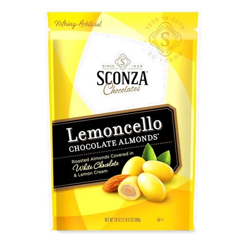 Sconza large Pouch Confections Lemoncello Almonds Zipper Pouch, 24 Ounce