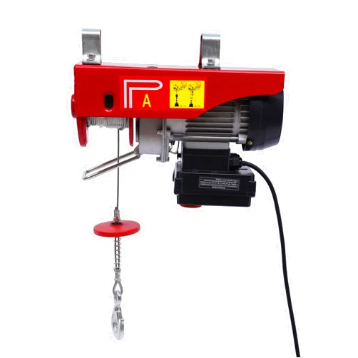 MUSESPANI 440Lbs Lift Electric Hoist Crane Remote Control Power System, 110V/510W Electric Hoist Zinc-Plated Steel Wire Overhead Crane Garage Ceiling Pulley Winch w/Straps (Emergency Stop Switch)