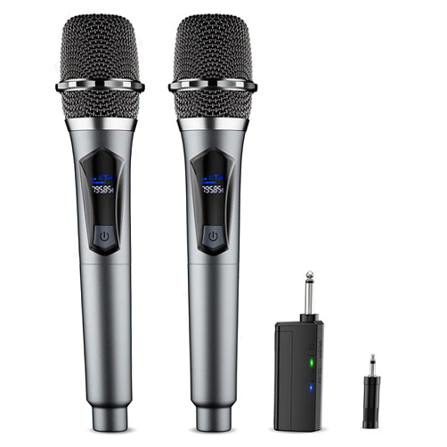OxxyeeKS Wireless Microphone,Professional Dual Handheld Cordless Dynamic Mic System with Rechargeable Receiver,Karaoke Microphone Set for Singing, Karaoke, Wedding, DJ, Party, Speech,Church,Class Use,PA System