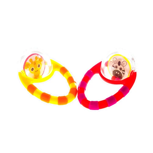 Sassy Flip & Grip Rattle | Value 2 Pack | Developmental Toy with Rattle Beads | Spinning Discs with Mirror | For Ages 3 Months and Up