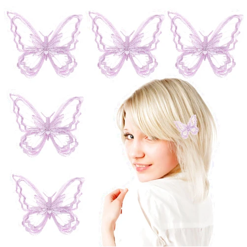 Lusofie 8pcs Butterfly Hair Clips Purple Butterfly Clips for Hair Lace Embroidery Butterfly Hair Pins Butterfly Hair Accessories Fairy Accessories for Women Girls(Light Purple)