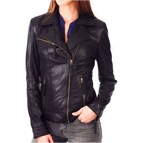 Q QAWACH Women Leather Jacket - Lambskin Winter Vintage Motorcycle Biker Jacket, Moto Riding & Racing Jackets