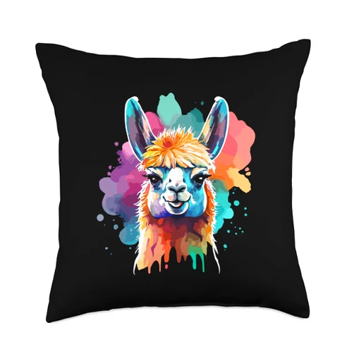 Cute Llama Mom For Llama lovers Colorful Art tee Cute Mom Lovers Colorful Art Llama Throw Pillow, 18x18, Multicolor