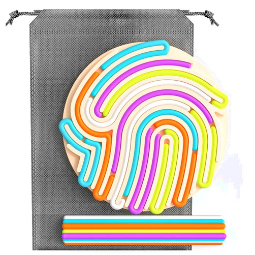 Oueyes Sensory Activity Board Blush Color Silicone Fidget Toy for Calming, Stress, Anxiety, Autism, Silent, No Mess, Kids 3+ Adults, Includes Portable Travel Bag & 13 Strings