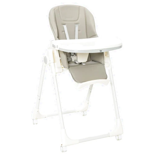 BABY JOY High Chair for Babies & Toddlers, Foldable Highchair with Adjustable Backrest, Footrest and Height, Removable Tray, Detachable Seat Cushion, 4 Lockable Wheels (Gray)