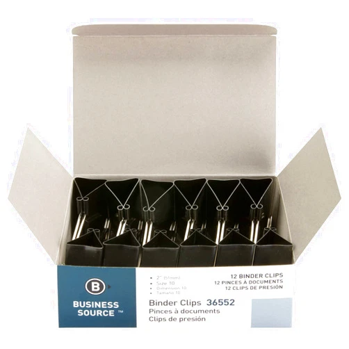 Business Source Fold-Back Binder Clips, Black, Large (36552)