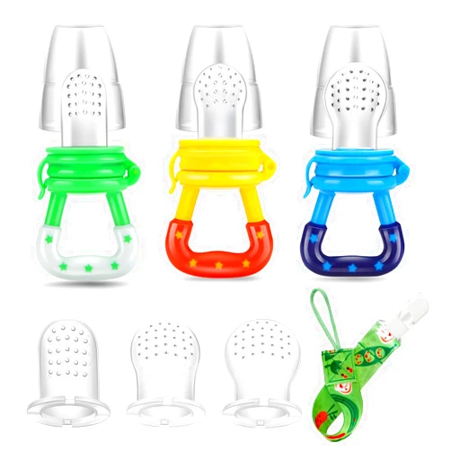 PandaEar Baby Fresh Fruit Food Feeder Pacifier (3 Pack) |Training Massaging Toy Teether| Food Grade Soft Safe BPA-Free Silicone Pouches| Babies Toddlers Infants Kids