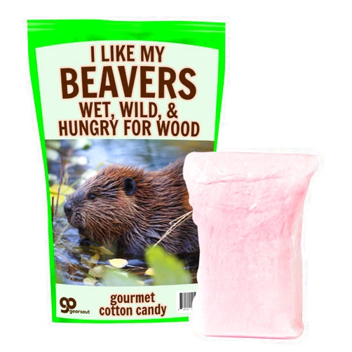 Gears Out I Like Beavers Cotton Candy - Gourmet Food Gifts for Beaver Lovers Hilarious Mens Stocking Stuffers Gluten-Free Pink Strawberry