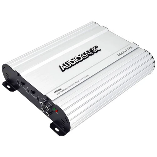 Audiobank 2 Channels 800 WATTS Bridgedable Car Audio Stereo Amplifier P802 Heavy-Duty Aluminum Alloy Heatsink | Class A-B Operation Remote On/Off Circuit