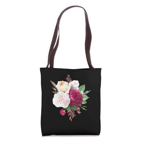 Ly Jane Ave. Vintage Rose Flower Floral Art Boho White Roses Tote Bag
