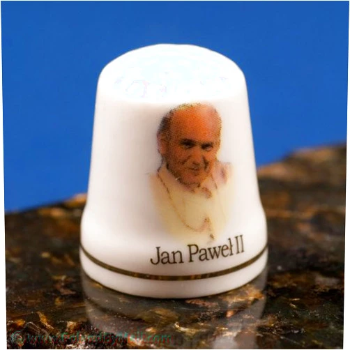 Polish Thimbles Polish Thimble Sewing Finger Protector Thimbles for Sewing Ceramic Finger Protectors for Sewing with Pope John Paul II Lettering & Image