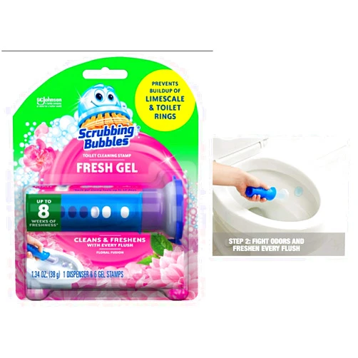 Bubbles Toilet Cleaning Stamp Fresh Gel Floral Fusion 1.34 oz (Pack of 2)