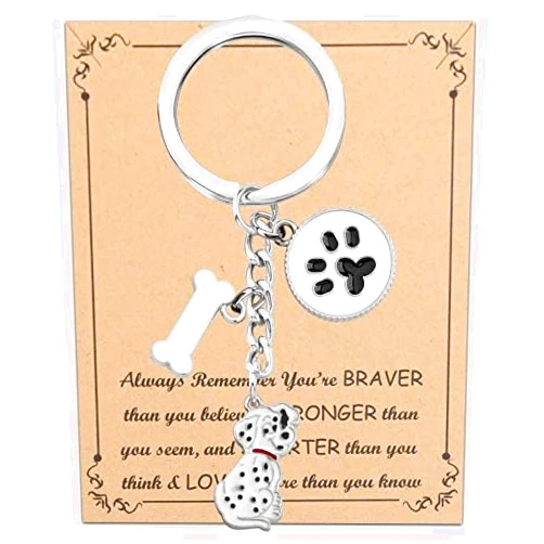 FUSTMW Dalmatian Dog Gifts - Keychain & Key Ring for Dalmatian Lovers & Owners