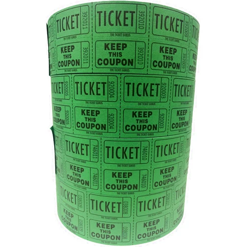 The Ticket Gurus-Raffle Tickets - 4 Rolls of 2000 Double Tickets 8,000 Total 50/50 Raffle Tickets-(4) Green Rolls