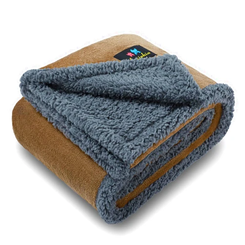 Luciphia Waterproof Blanket for Large Dogs Liquid Proof Furniture Protector Washable Pet Reversible Bed Cover for Couch Soft Sherpa Fleece Cat Blanket for Small Medium Khaki Small（40