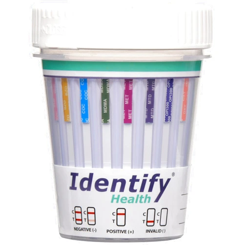 Identify Health Drug Screen Test | 25 Pack | 12 Panel CLIA Waived Instant Urine Drug Test Cup for AMP,BAR,BUP,BZO,COC,MDMA,MET,MTD,MOP|OPI,OXY,PCP,THC
