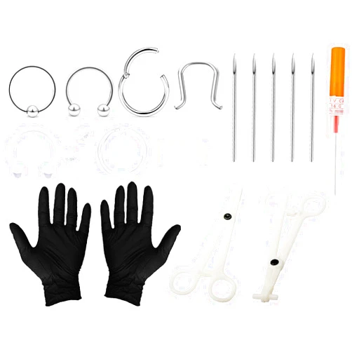 Tvalccoy Septum Piercing Kit, Smiley Piercing Kit, Piercing Kit Septum, Body Piercing Kit, Piercing Kit, Lip Rings Hoops Piercing Kit, 16g Nose Piercing Kit, 16gauge Nose Piercing Kit