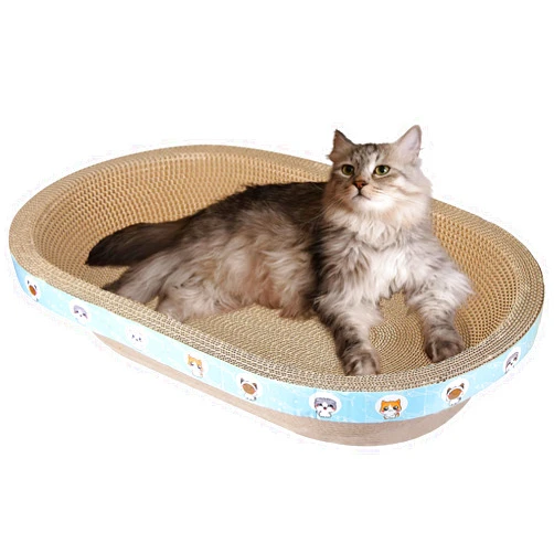 ATBWISH Cat Scratcher, 19.6x12.5 inches Cardboard Cat Scratching Board, Large Cat Scratchers for Indoor Cats, Oval Cat Scratch Pad Bed with Catnip