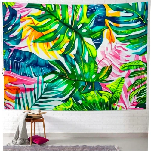 KANXLAN Tapestry Palm Tapestry Palm Tree Leaves Wall Tapestry Watercolor Leaf Print Tapestry Green Tropical Leaves Wall Hanging Banana Leaves Tapestry for Living Room Bedroom Dorm Decor