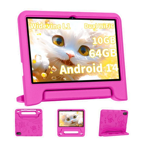 COLORROOM 2024 Newest Android 14 Tablet, 10inch Kids Tablet , Octa-core CPU, 10GB+64GB+1TB Expand Tablets for Kids with Kids Space, Parental Control, 6000mAh Big Battery, HD Touchscreen Display Tableta (Red)