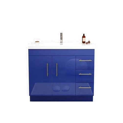 Generic1 42'' Free Standing Vanity with Reinforced Acrylic Sink with Right Drawers White Modern Contemporary Includes Hardware Soft Close