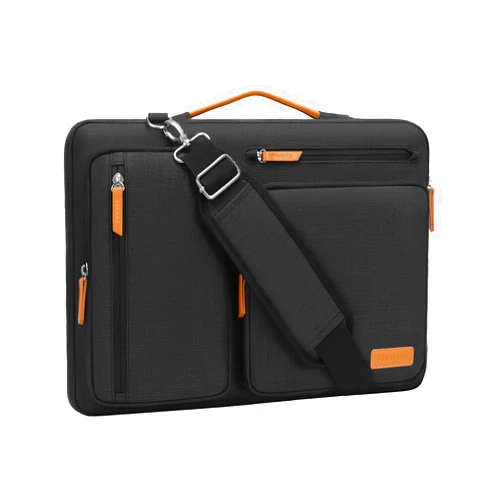 MOSISO 360 Protective Laptop Shoulder Bag,15-15.6 inch Computer Bag Compatible with MacBook Pro 16, HP, Dell, Lenovo, Asus Notebook,Side Open Messenger Bag with 4 Zipper Pockets&Handle, Black