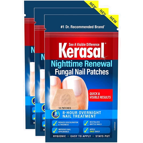 Kerasal Nighttime Renewal Fungal Nail Patches - 14 Patch 3 Pack - Overnight Nail Repair for Nail Fungus Damage, 8-Hour Nail Treatment Restores Healthy Appearance