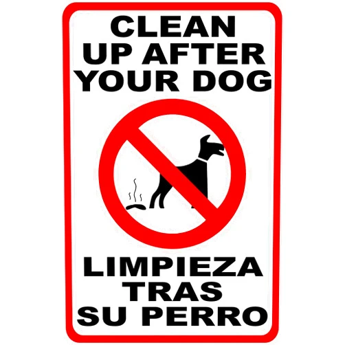 Tayany Sign Warning Sign Bilingual Please Clean Up After Dog Sign English & Spanish. Limpieza Tras Perro. Road Sign Business Sign 8X12 Inches Aluminum Metal Tin Sign